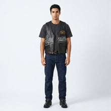 Load image into Gallery viewer, Black Spider Web Leather Vest – Streetwear Biker Edition
