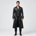 Herren schwarzer Steampunk Gothic Ledersmoking – Viktorianischer langer Mantel