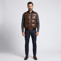 Brown Leather Puffer Vest for Men – Classic Warmth Edition