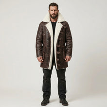 Load image into Gallery viewer, Men’s Sherpa Lined Lambskin Leather Coat – Swedish Shearling Bomber Style
