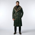 Men’s Dark Green Shearling Leather Jacket – Premium Winter Aviator Style
