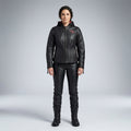 Motorradjacke aus Leder für Damen mit gerollten Totenköpfen – Harley Style Edition