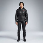 Motorradjacke aus Leder für Damen mit gerollten Totenköpfen – Harley Style Edition