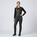 Women’s Black Buffalo Leather Western Motorcycle Vest – Adjustable Side Lace Fit