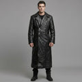 Men’s German Officer Style Black Leather Trench Coat – Military Inspired Long Coat