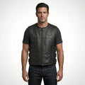 TXR Shooter Men’s Leather Motorcycle Vest – Classic Biker Edition