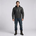 Herren schwarze Kapuzen-Leder-Bikerjacke – Urbaner Motorrad-Stil
