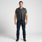 Men’s Black Embroidered Leather Vest – Pelle Pelle Urban Edition
