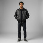 Bestickte schwarze Lederjacke für Herren – Pelle Style Street Edition