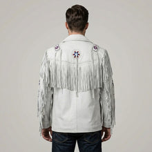 Load image into Gallery viewer, Men’s Western Fringe Cowboy Leather Jacket – Vintage Rodeo Style Coat
