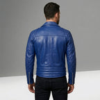 Cafe Racer Leather Jacket - Buy Royal Blue Motorcycle Jacket
