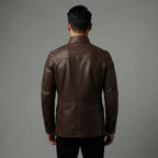 Men's Rugged Brown Leather Field Jacket