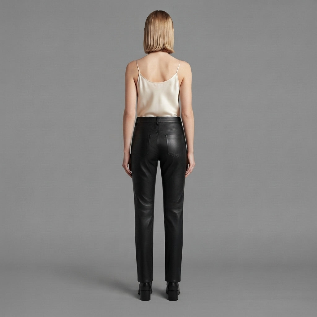 Women's Black Leather Pant