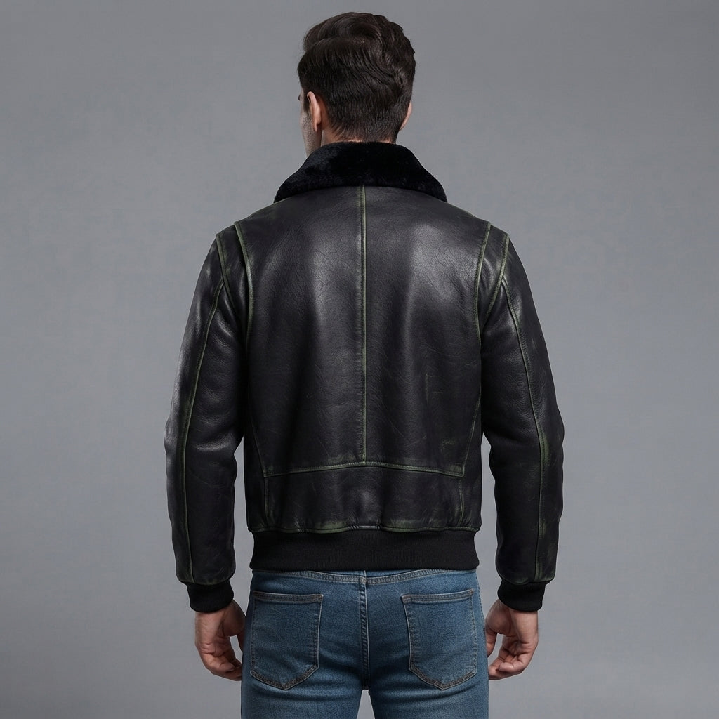 Navy G-1 Real Leather Bomber Jacket Men