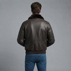 Men's Brown Leather Military Jacket