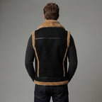 Men's Black Shearling Leather Vest - Leather Outlet