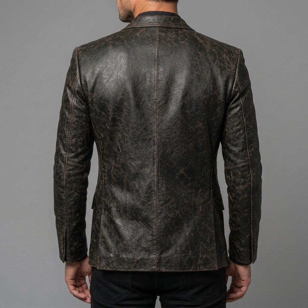 Men's Brown Leather Blazer