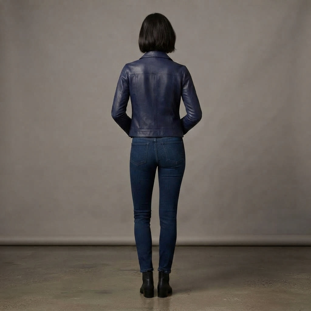 Women's Blue Leather Jacket