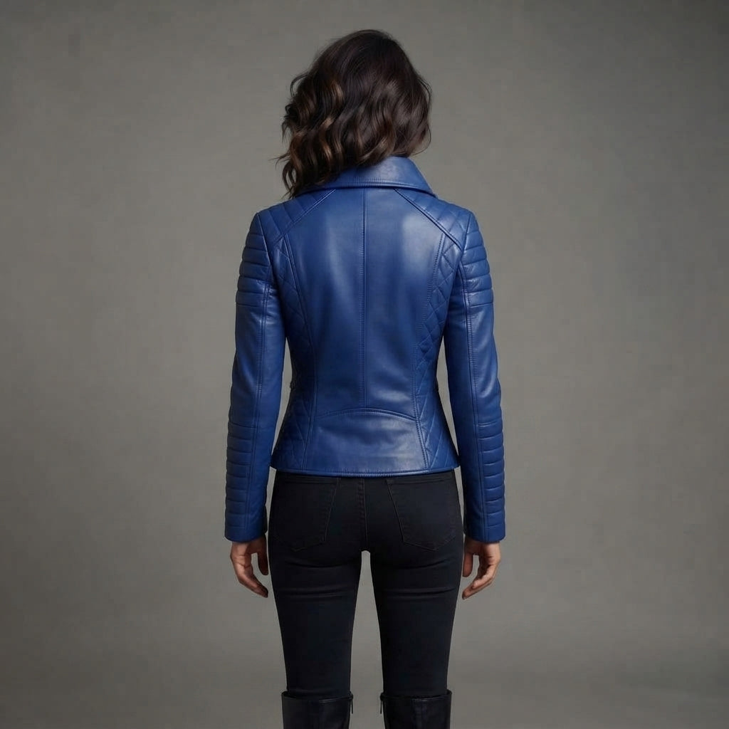 Women's Blue Leather Jacket