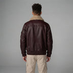 Men Aviator Leather Bomber Jacket with Fur