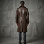 Men's Brown Leather Trench Coat