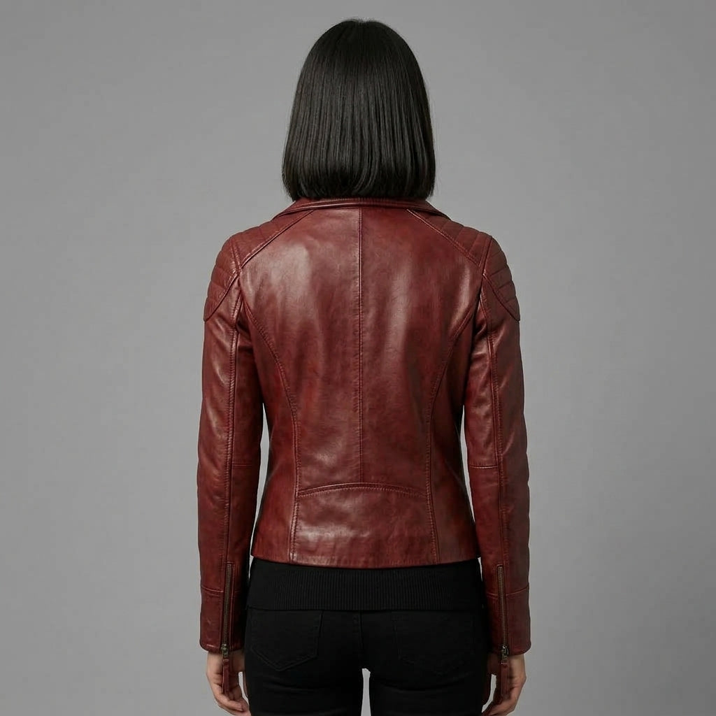 Buy Women's Red Leather  Jacket