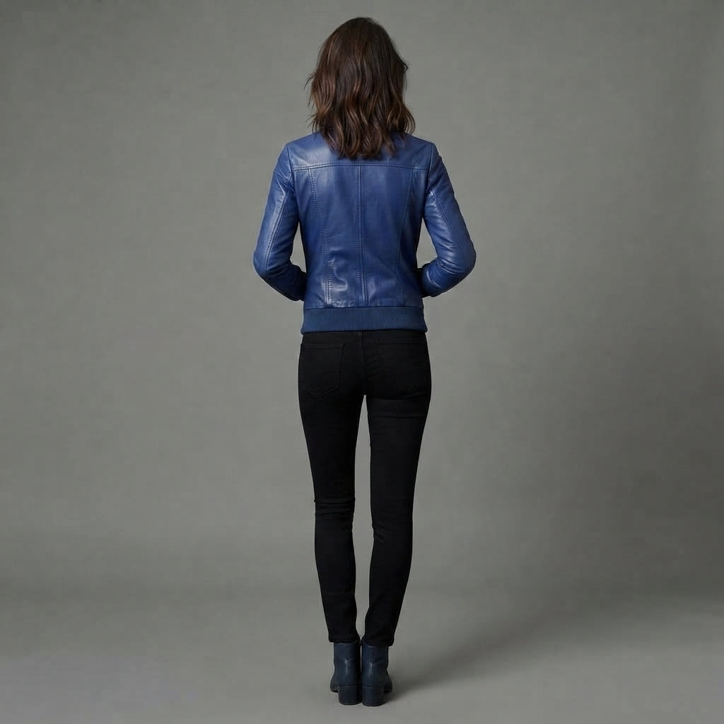 Women's Blue Leather Jacket