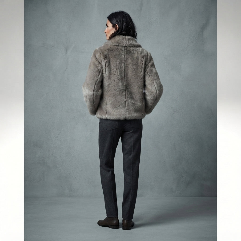 Women's Grey Shearling Jacket
