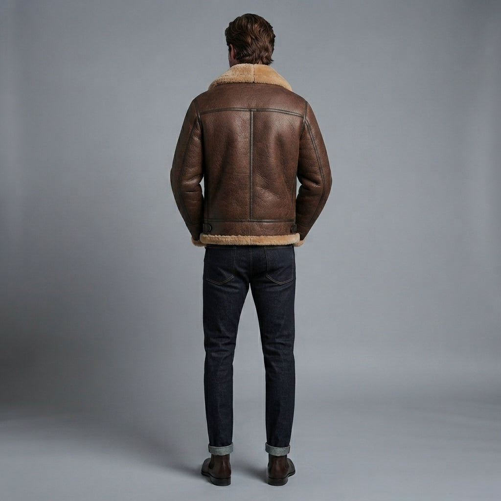 Men B3 Brown Shearling Leather Jacket