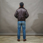 Men's Purple Brown Leather Military