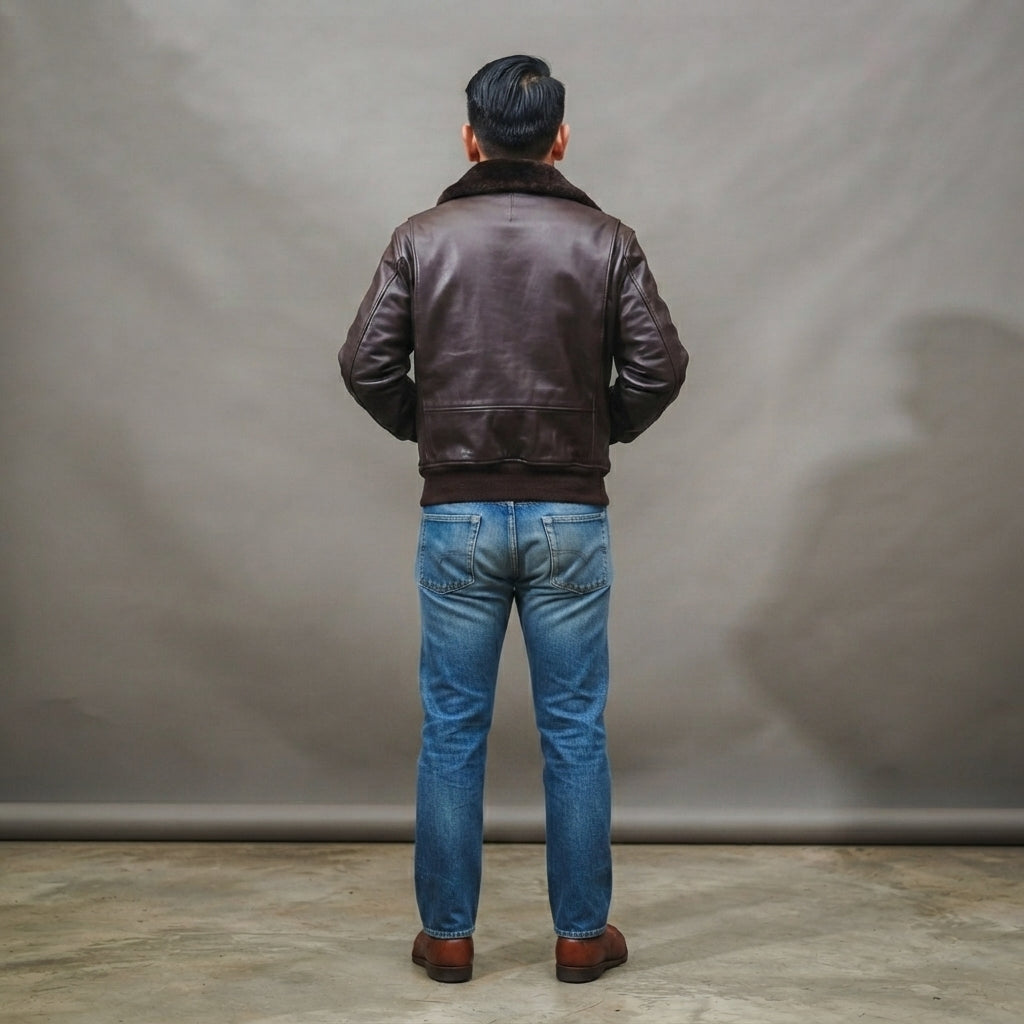 Men's Purple Brown Leather Military