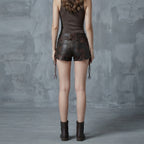 Women's  Faux Brown Leather Shorts
