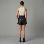 Women's  Faux Black Leather Shorts