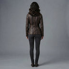 Buy Women's Dark Brown Rub-off Cafe Racer Leather Jacket
