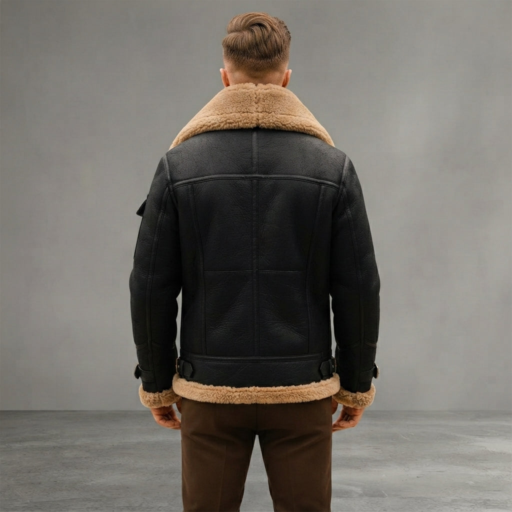 Men's Premium Shearling Fur Leather Jacket