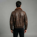 Men's Military Brown Leather Bomber Jacket