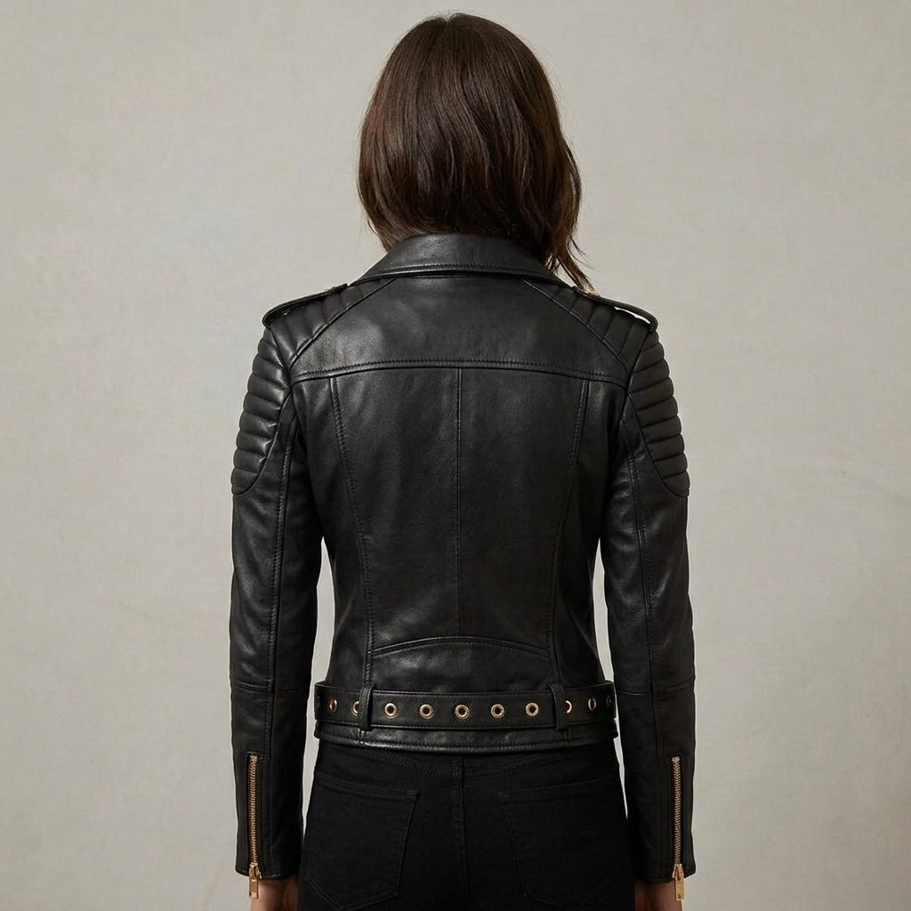 Buy Women's Black Leather Motorcycle Jacket