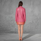 Women's Pink  Leather Blazer