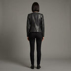 Women's Black Leather Biker Jacket
