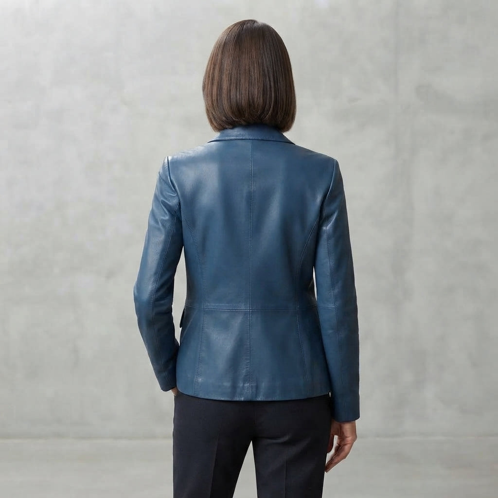 Women's Blue Leather Jacket
