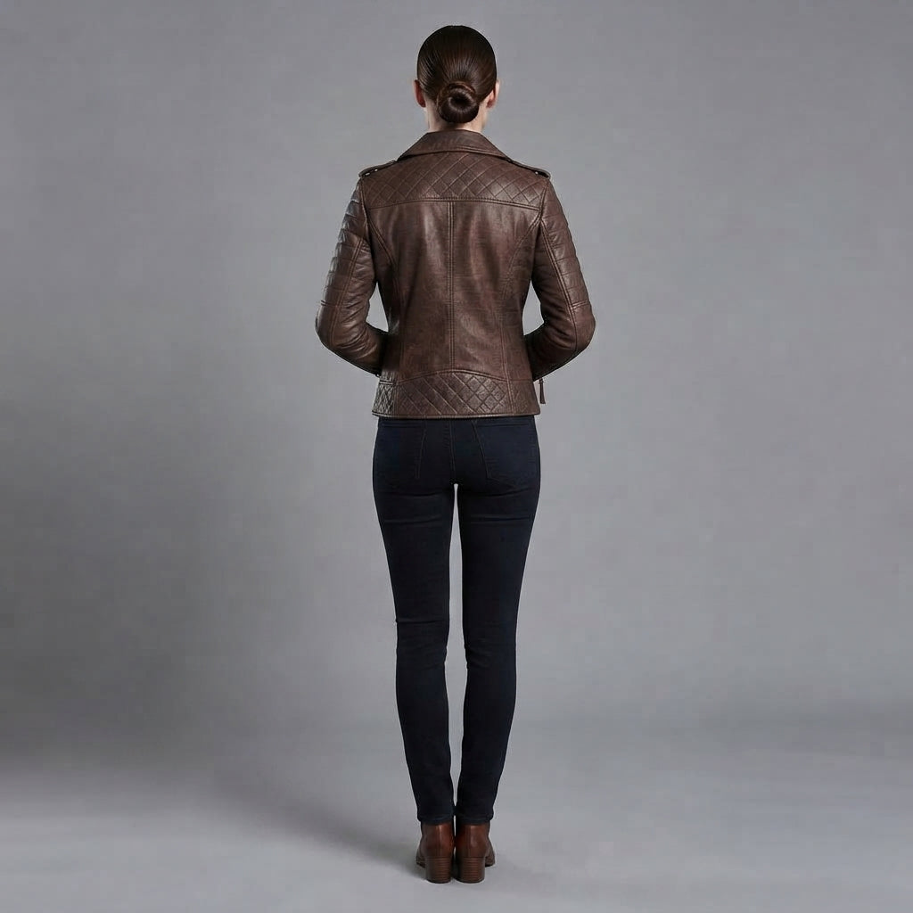 Women's  Brown distressed Leather Jacket