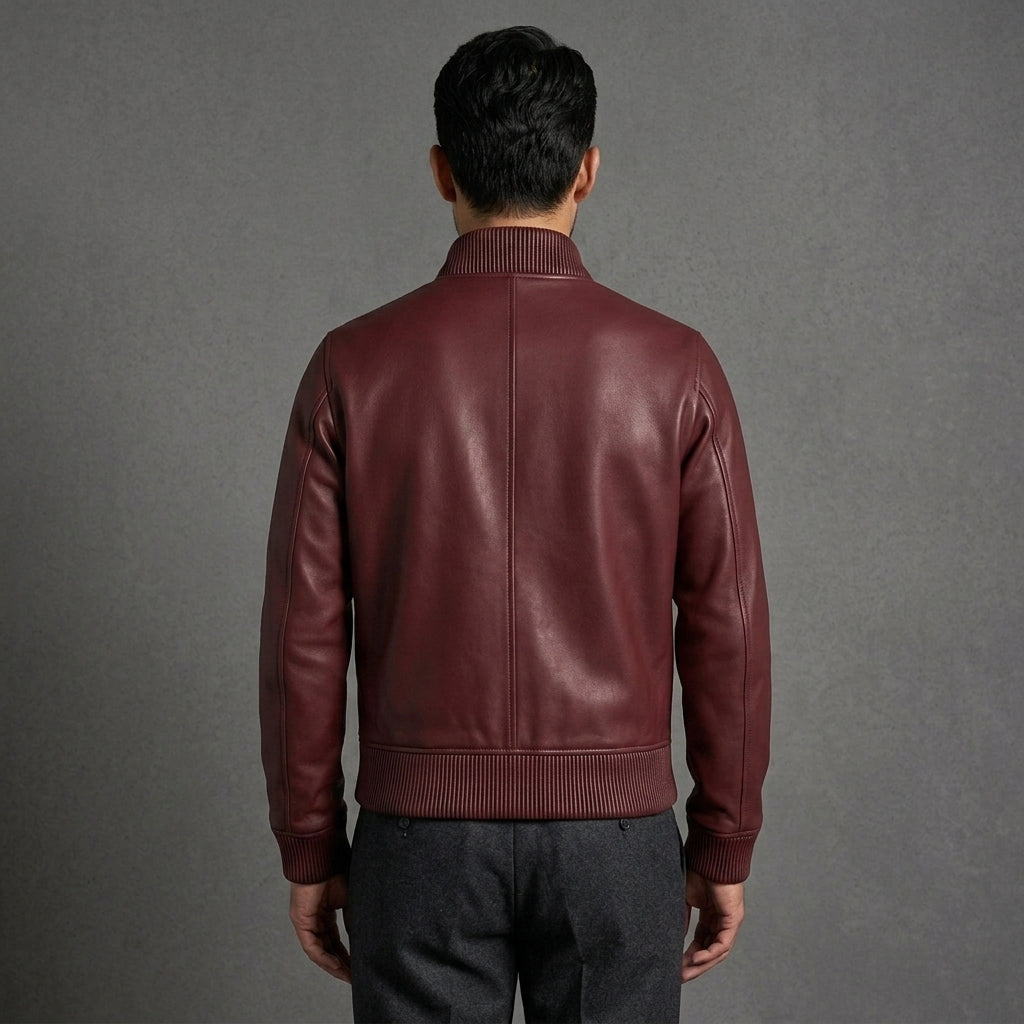 Men's Burgandy Leather Jacket