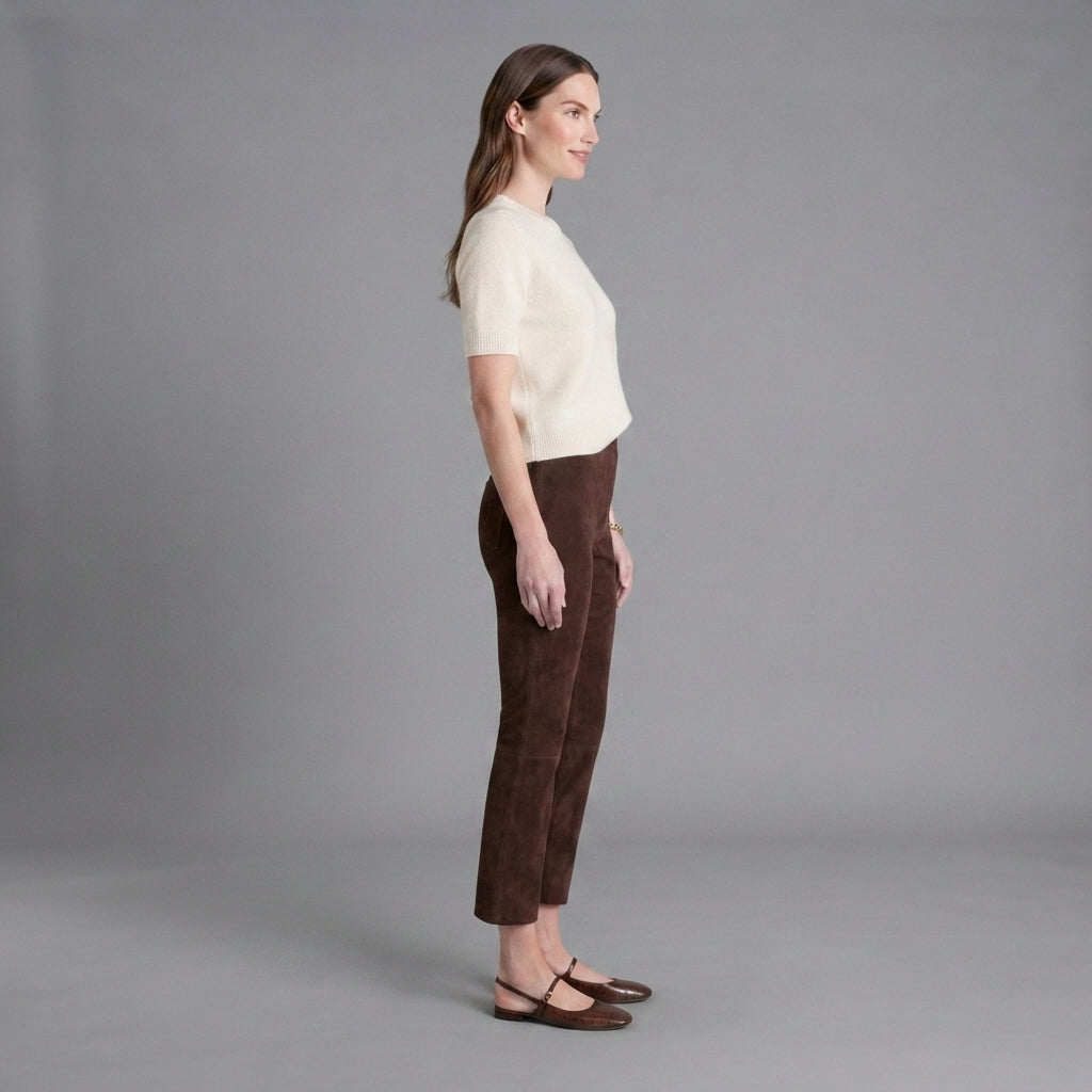 Women's Brown  Leather Capri