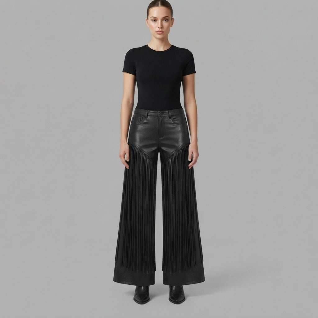 Women's Black Leather Pant