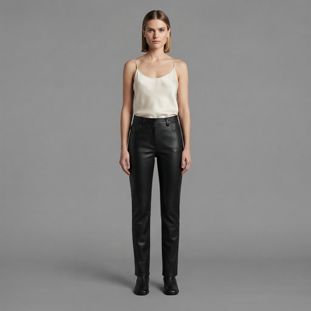 Women's Black Leather Pant