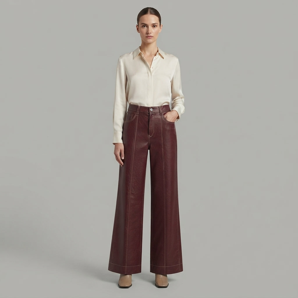 Women's Brown Leather Pant