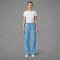 Women's Blue Leather Pant