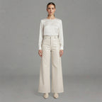 Women's White Leather Pant