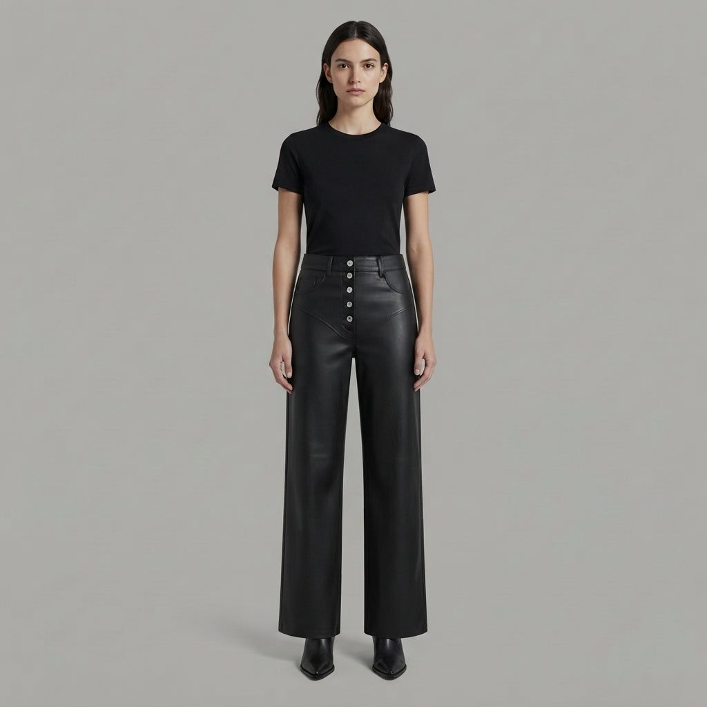Women's Black Leather Pant