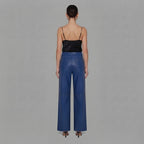 Women's Blue Leather Pant